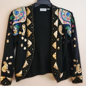 Cristina Vintage Silk and Angora beaded sweater